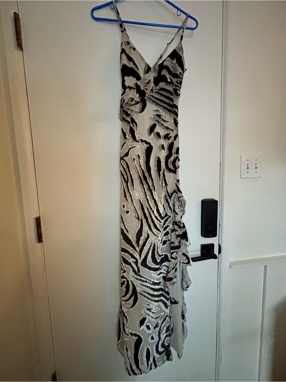 Guess Black and White Printed Maxi Slip Dress